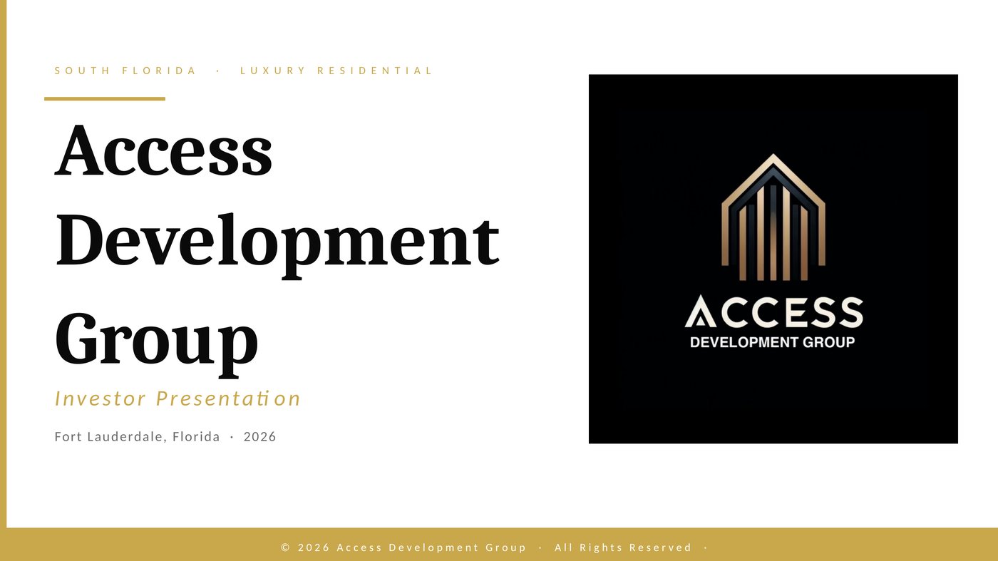 Access Development Group investor presentation slide